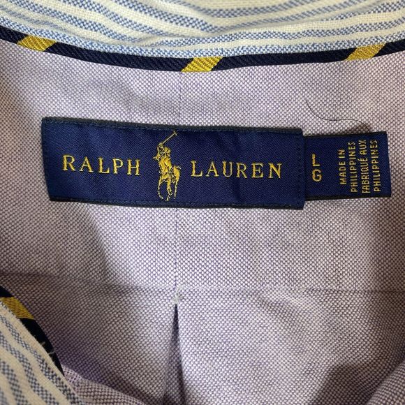 Polo Lauren Ralph  Mens Shirt  Large Light Purple Button Up Long Sleeve Preppy - Picture 4 of 7